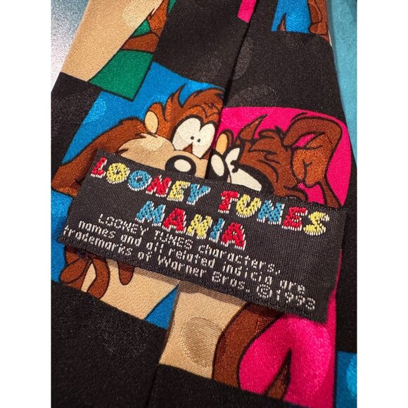 Lot of 2 Vintage Looney Tunes Taz Silk Neckties – Tasmanian Devil Cartoon Print - Picture 2 of 13